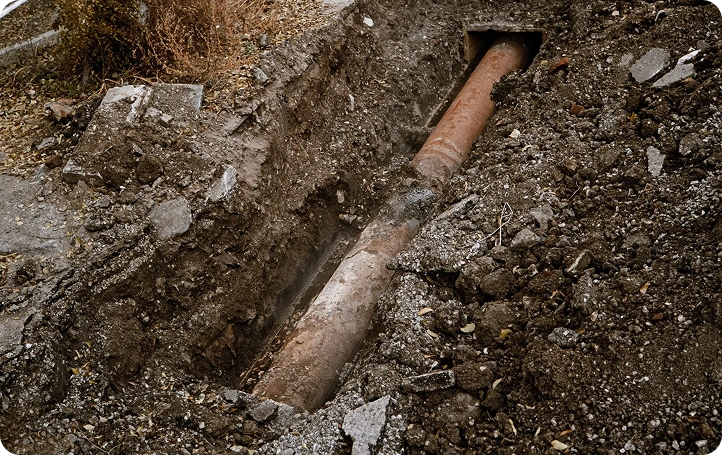 Broken clay sewer lateral in a pre-1975 San Jose home