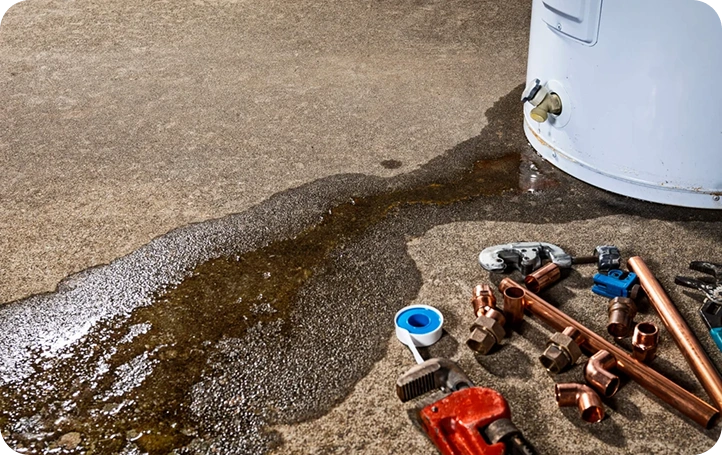 Leaking water heater flooding a San Jose garage